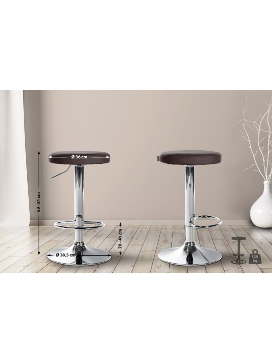 Tabouret de bar Ponte simili cuir chromé, brun