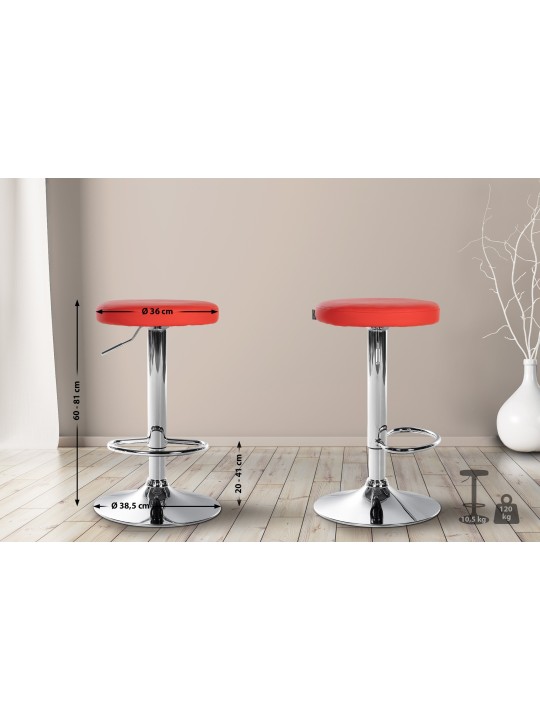 Tabouret de bar Ponte simili cuir chromé, rouge