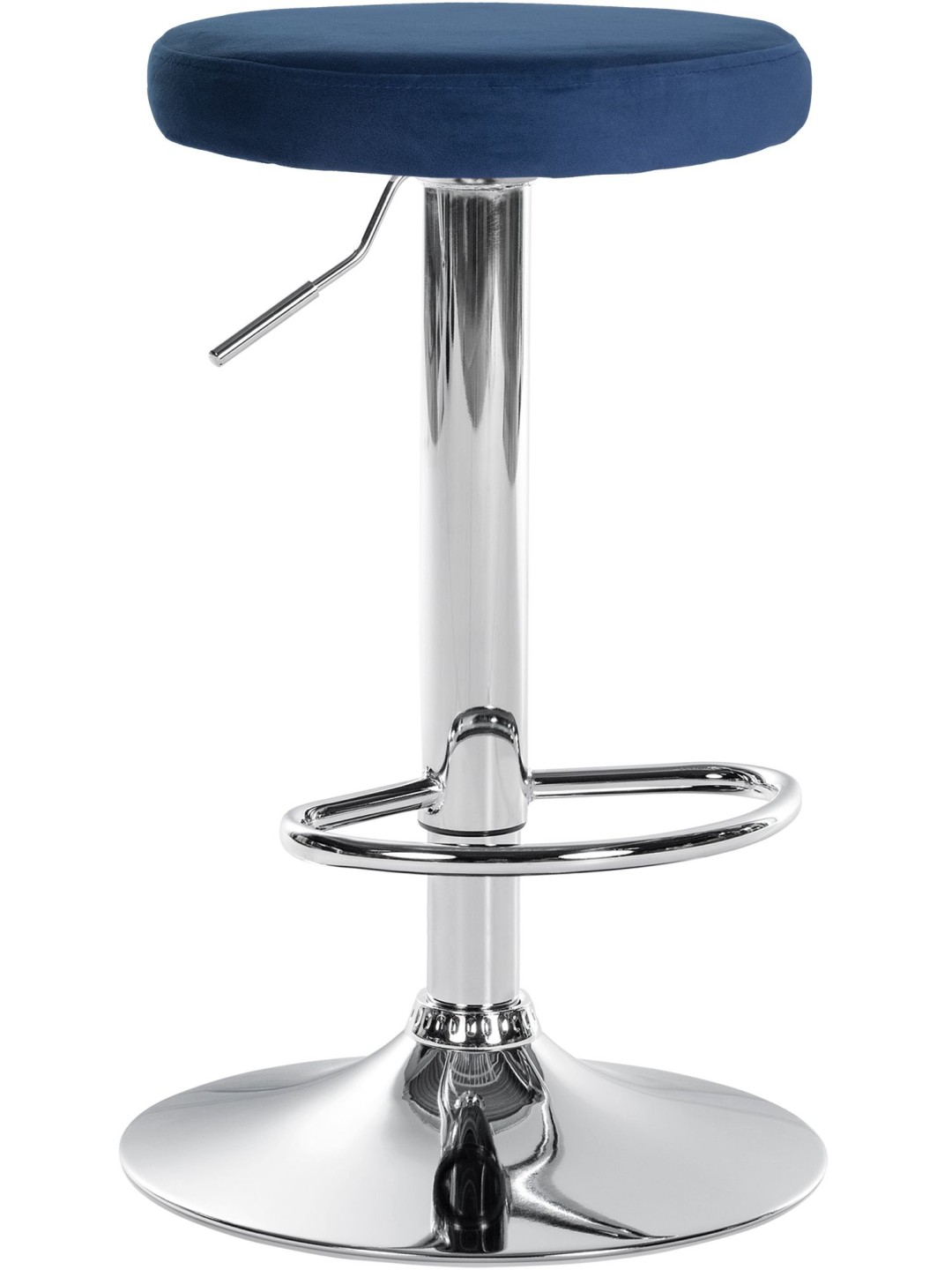 Tabouret de bar Ponte velours chrome, bleu
