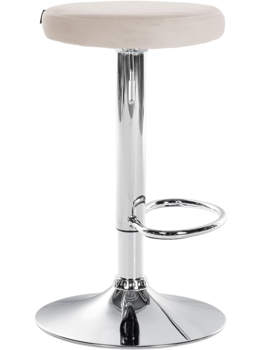 Tabouret de bar Ponte velours chrome, crème