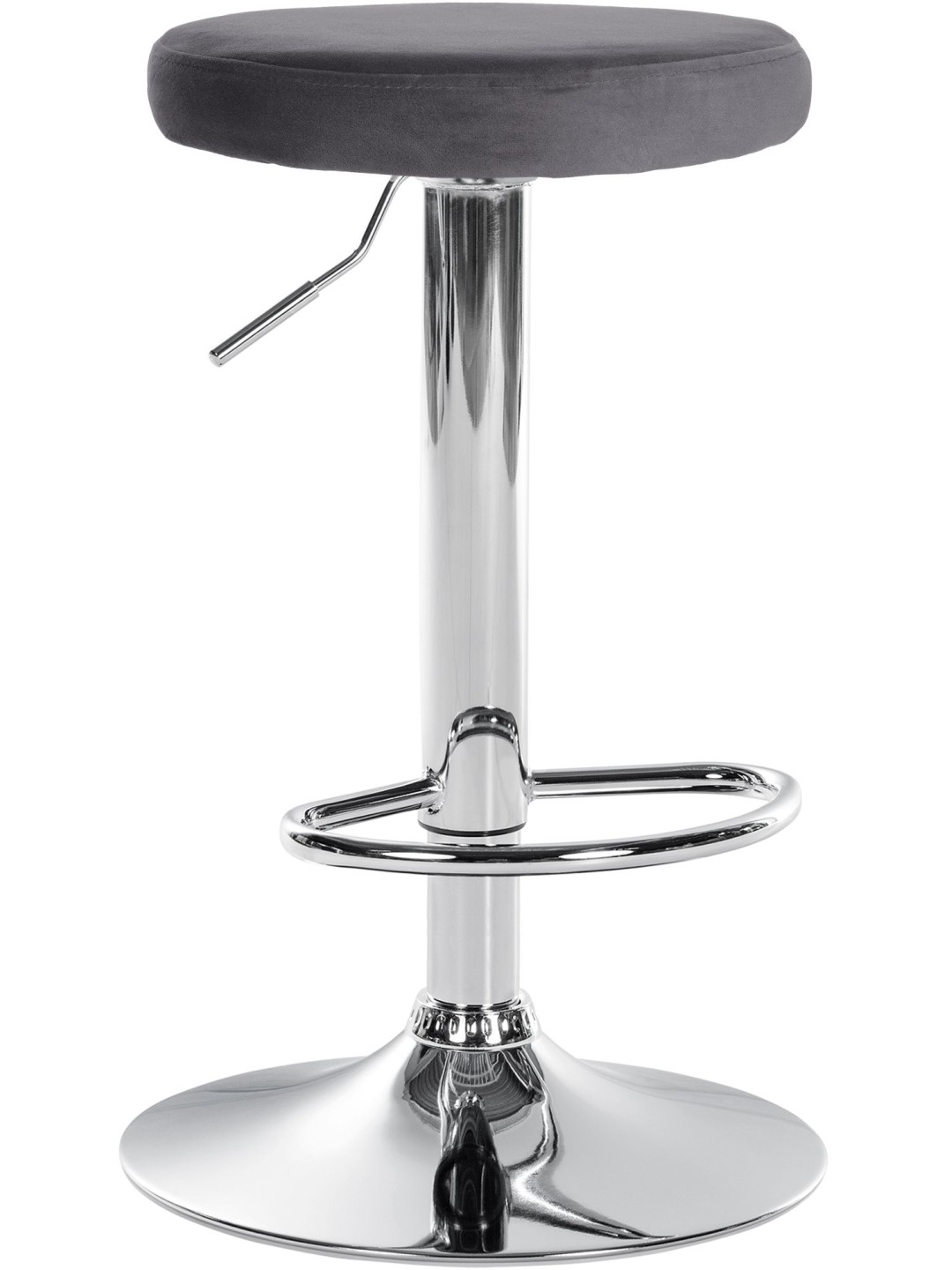 Tabouret de bar Ponte velours chrome, gris foncé