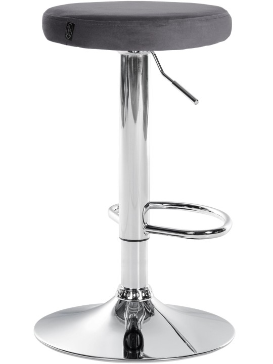 Tabouret de bar Ponte velours chrome, gris foncé Tabouret de bar Ponte velours chrome, gris foncé