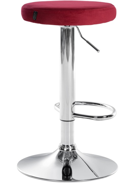 Tabouret de bar Ponte velours chrome, rouge