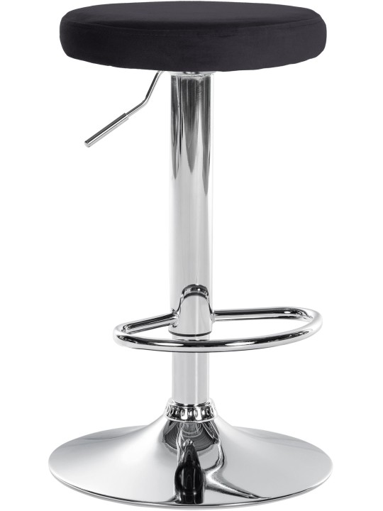 Tabouret de bar Ponte velours chrome, noir