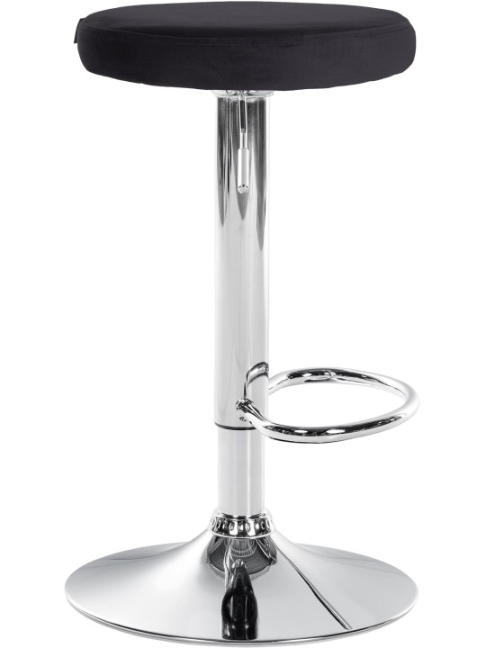 Tabouret de bar Ponte velours chrome, noir
