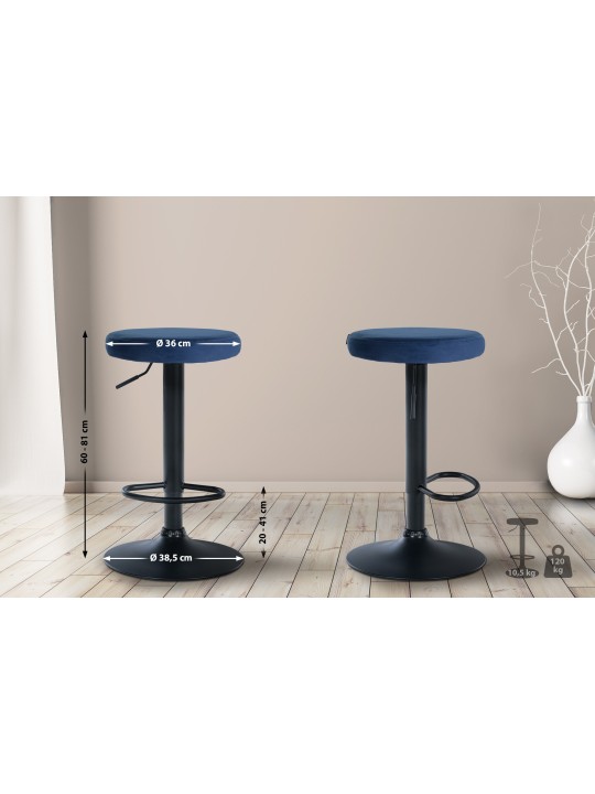 Tabouret de bar Velours Ponte, bleu
