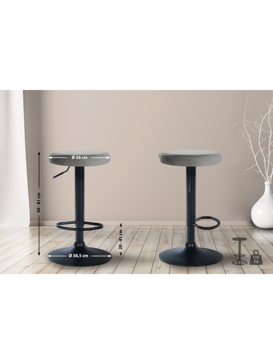 Tabouret de bar Velours Ponte, gris