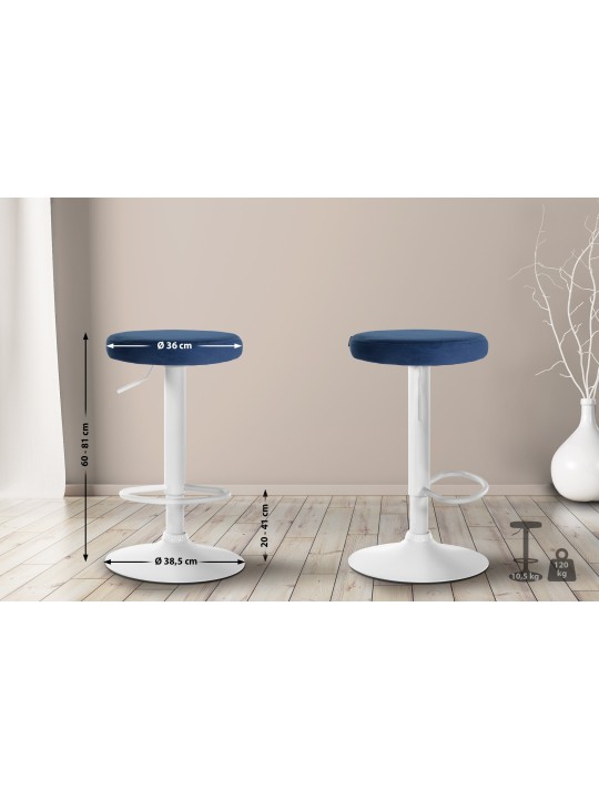 Tabouret de bar Velours Ponte, bleu