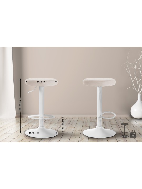 Tabouret de bar Velours Ponte, crème Tabouret de bar Velours Ponte, crème