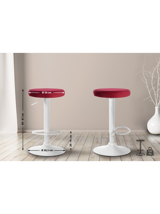 Tabouret de bar Velours Ponte, rouge