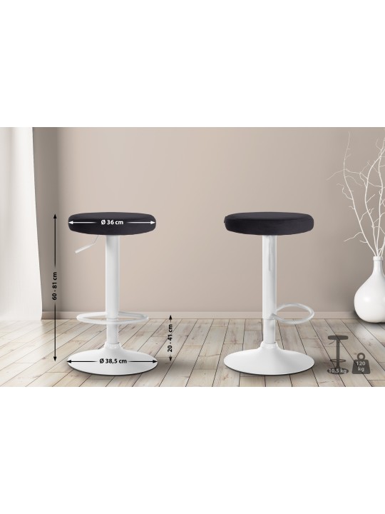Tabouret de bar Velours Ponte, noir