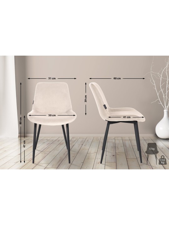Lot de 4 chaises de salle à manger Victoria velours, crème Lot de 4 chaises de salle à manger Victoria velours, crème