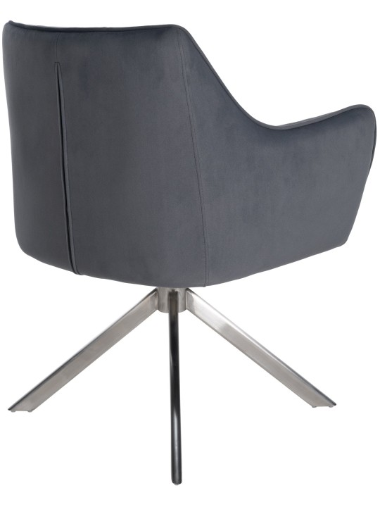 Chaise de salle à manger Swing velours acier inoxydable, gris foncé