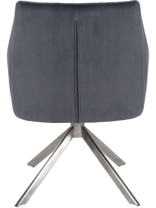 Chaise de salle à manger Swing velours acier inoxydable, gris foncé