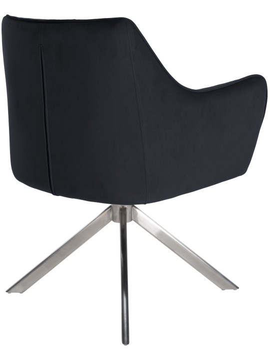 Chaise de salle à manger Swing velours acier inoxydable, noir