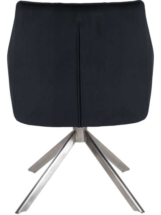 Chaise de salle à manger Swing velours acier inoxydable, noir