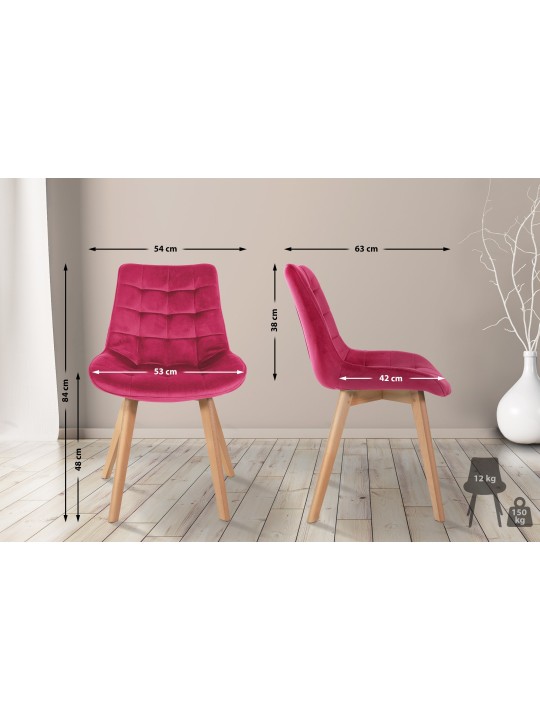 Chaise Brook velours, rouge