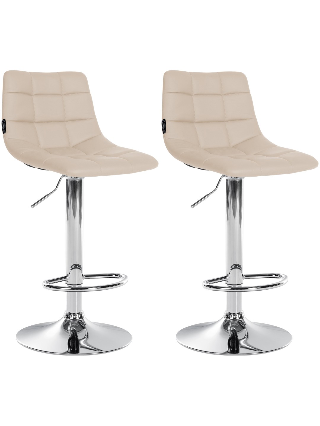 Lot de 2 tabourets de bar Jerry simili cuir chromé, crème