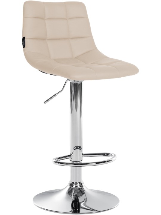 Lot de 2 tabourets de bar Jerry simili cuir chromé, crème