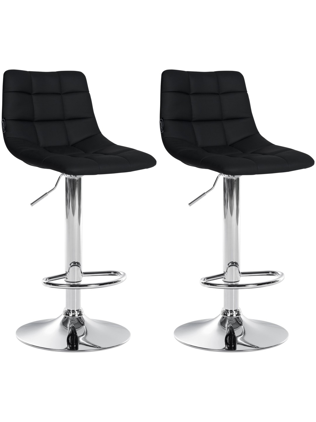 Lot de 2 tabourets de bar Jerry simili cuir chromé, noir