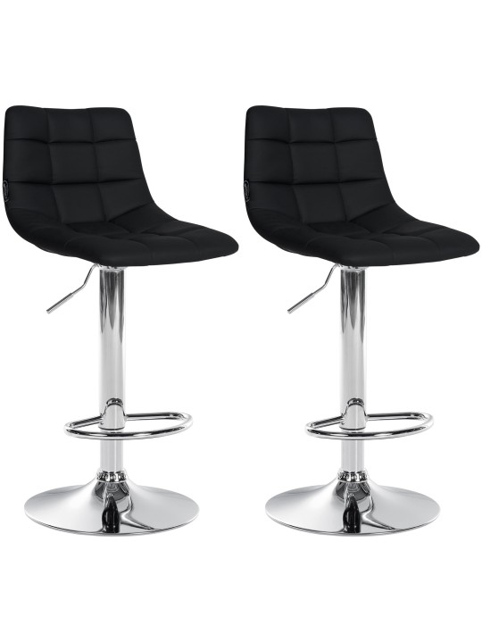 Lot de 2 tabourets de bar Jerry simili cuir chromé, noir