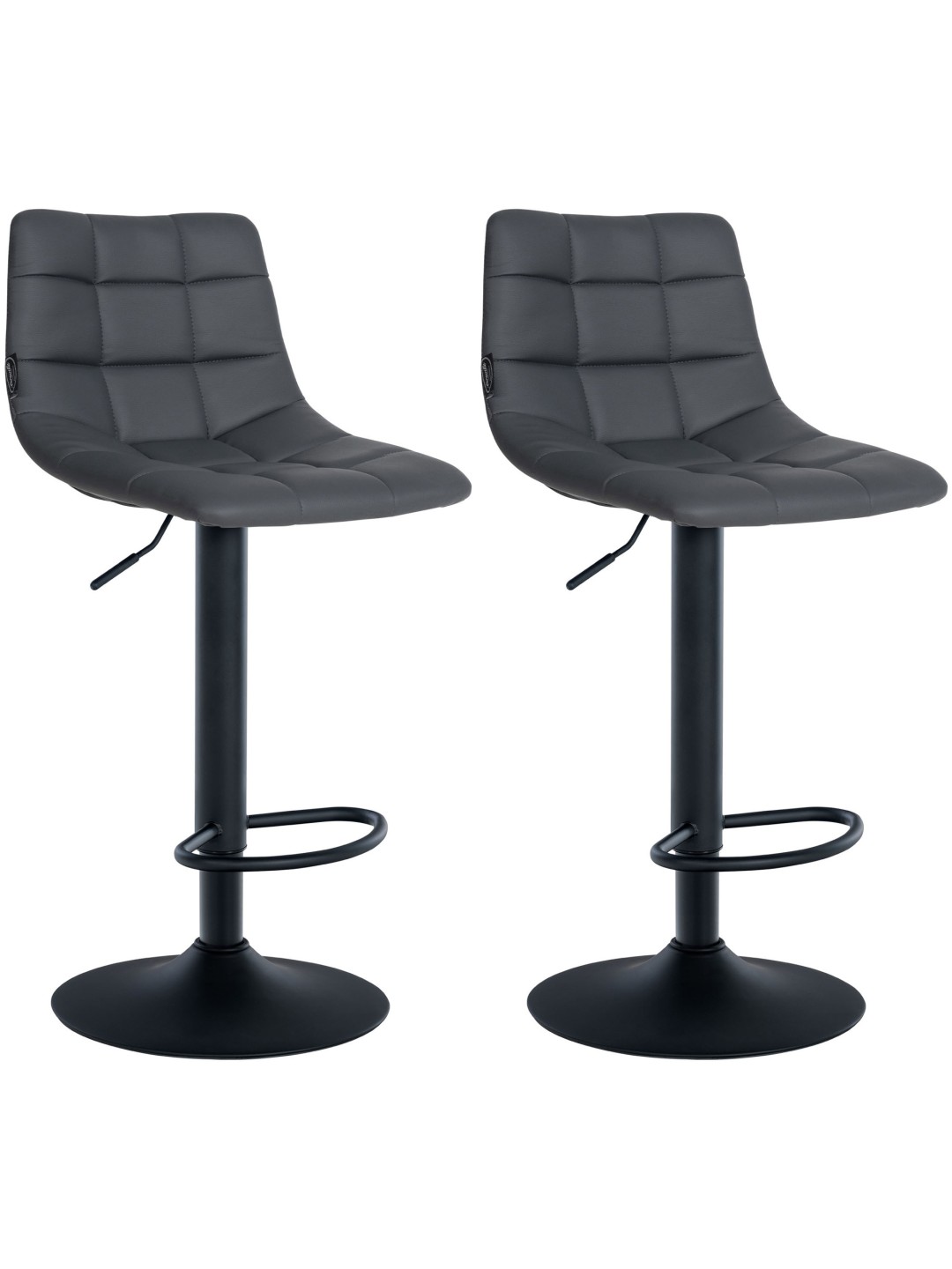Lot de 2 tabourets de bar Jerry simili cuir, gris