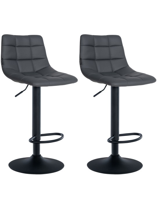 Lot de 2 tabourets de bar Jerry simili cuir, gris