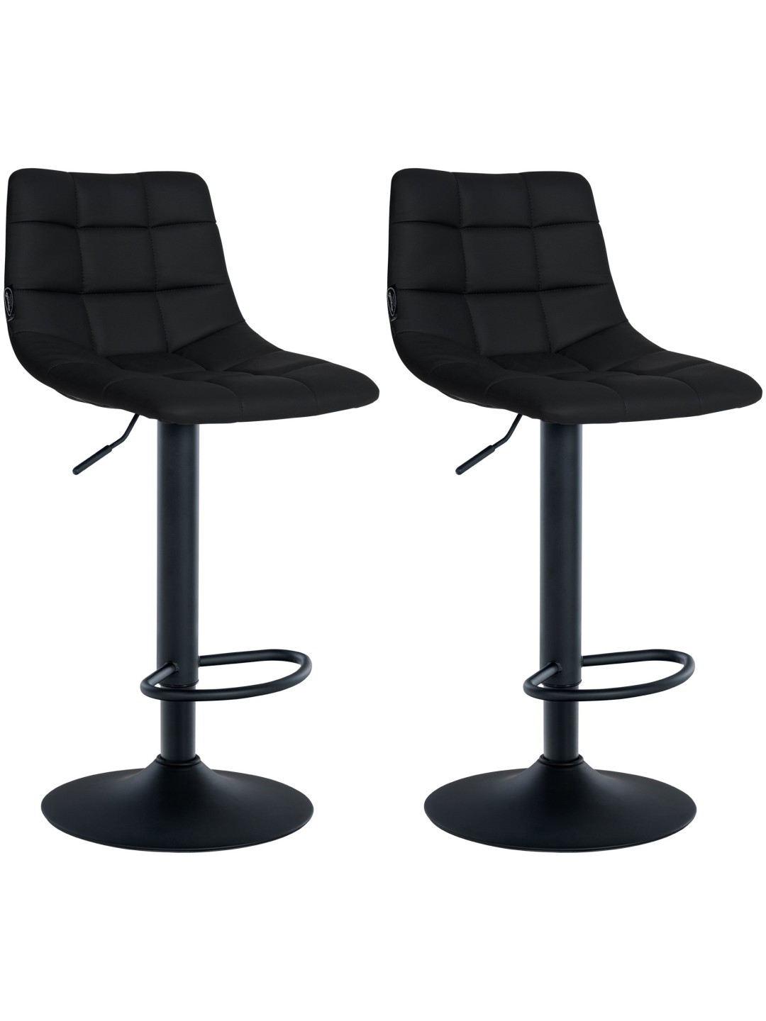 Lot de 2 tabourets de bar Jerry simili cuir, noir