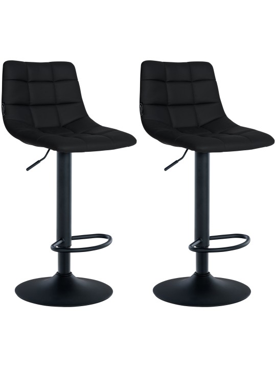 Lot de 2 tabourets de bar Jerry simili cuir, noir