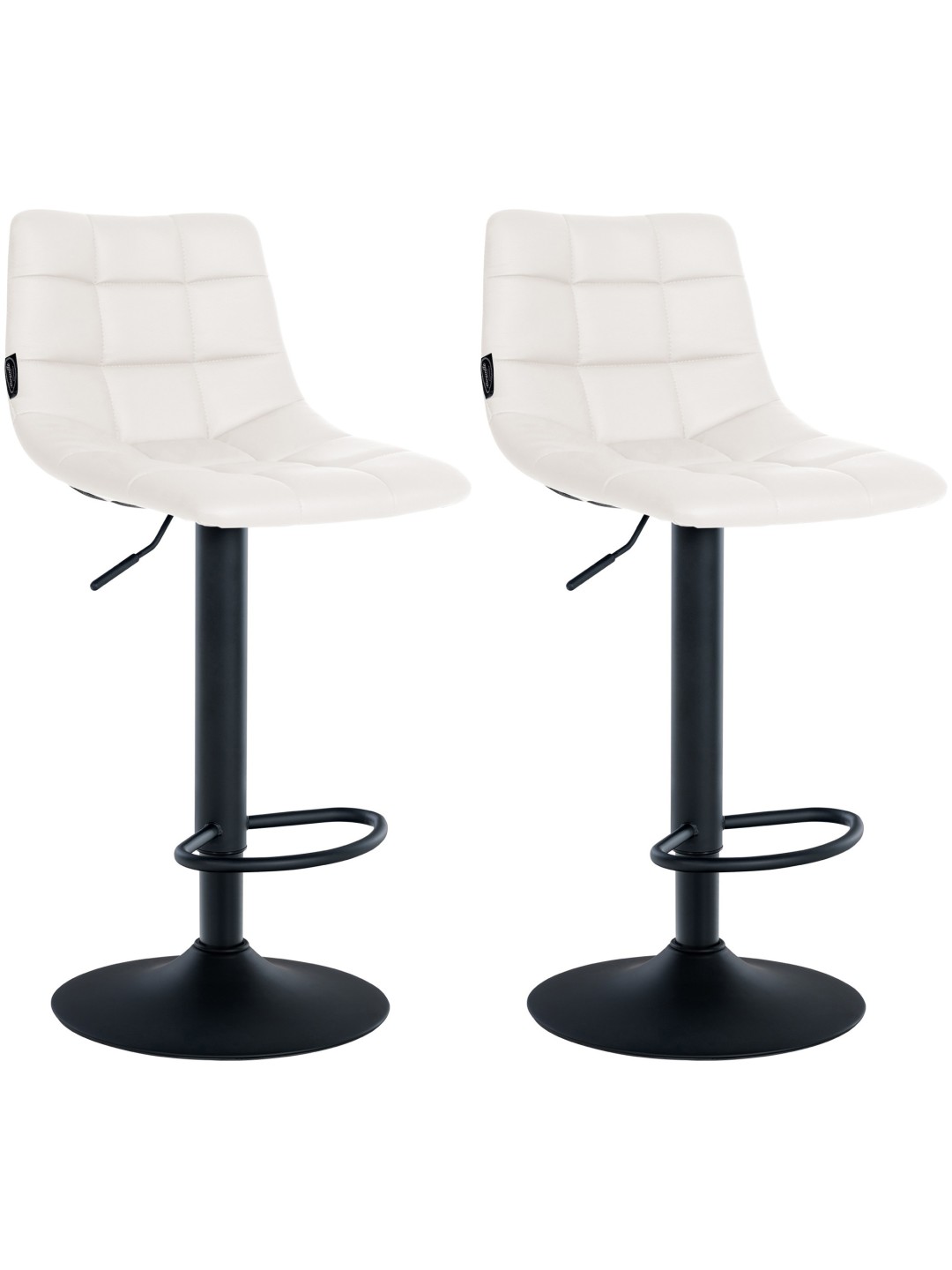 Lot de 2 tabourets de bar Jerry simili cuir, blanc