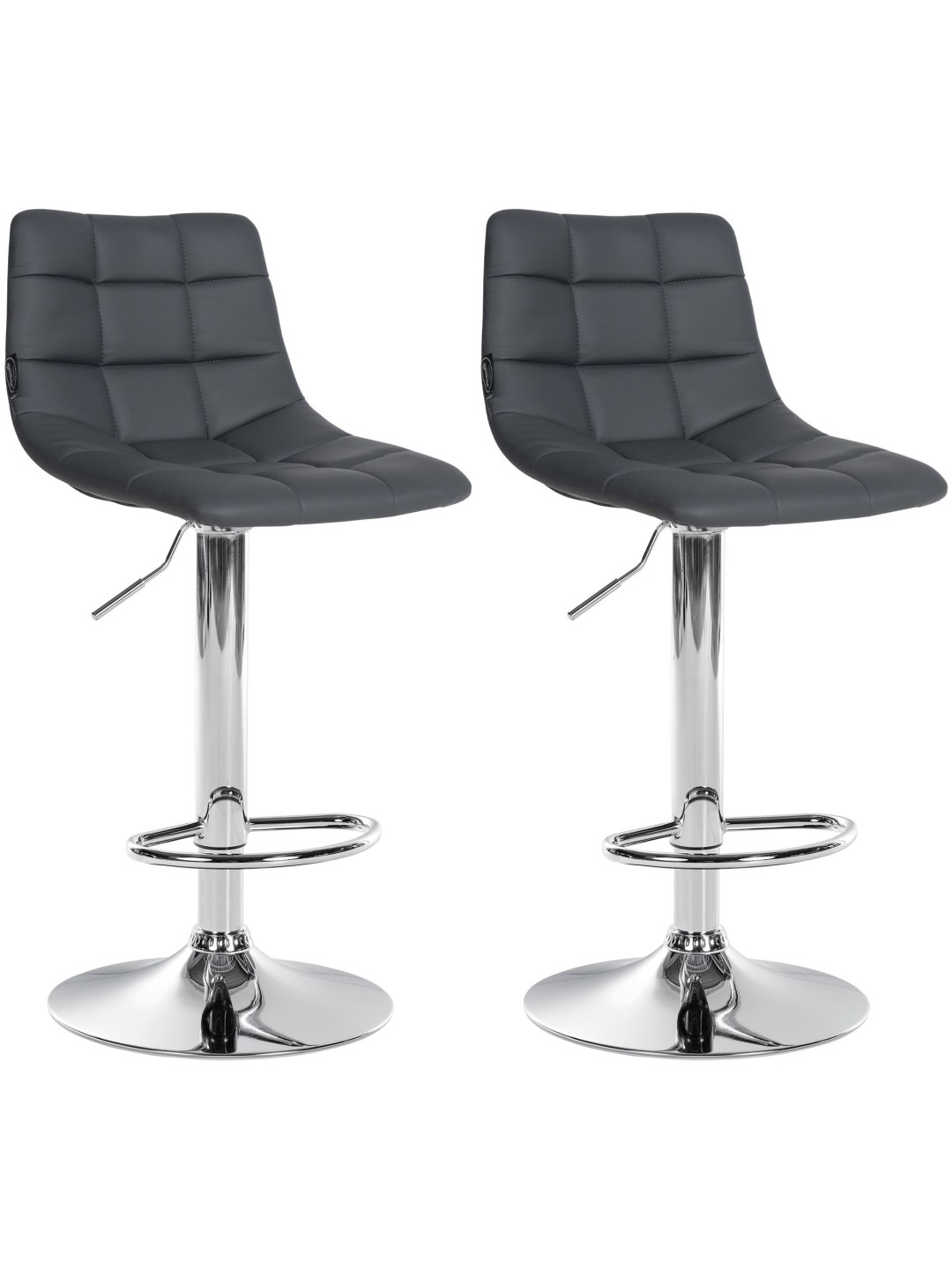 Lot de 2 tabourets de bar Jerry simili cuir chromé, gris