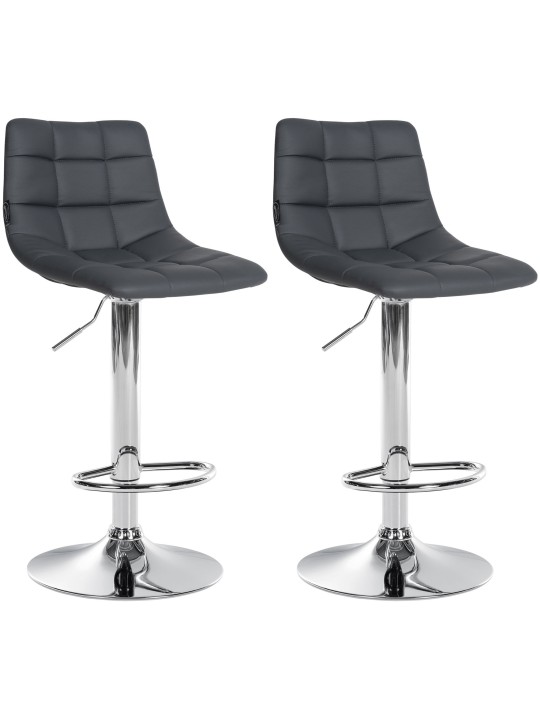 Lot de 2 tabourets de bar Jerry simili cuir chromé, gris