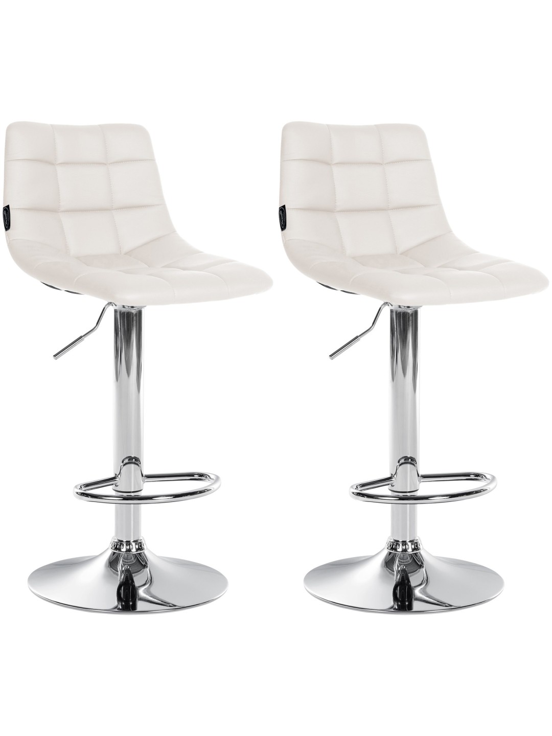 Lot de 2 tabourets de bar Jerry simili cuir chromé, blanc