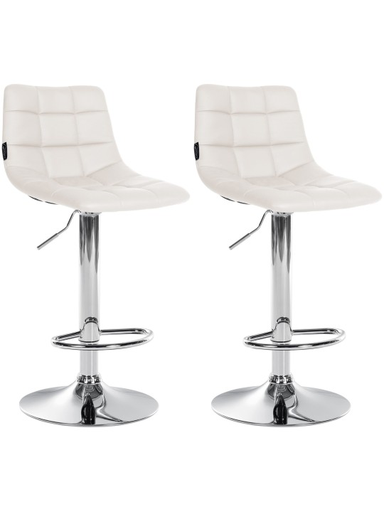 Lot de 2 tabourets de bar Jerry simili cuir chromé, blanc