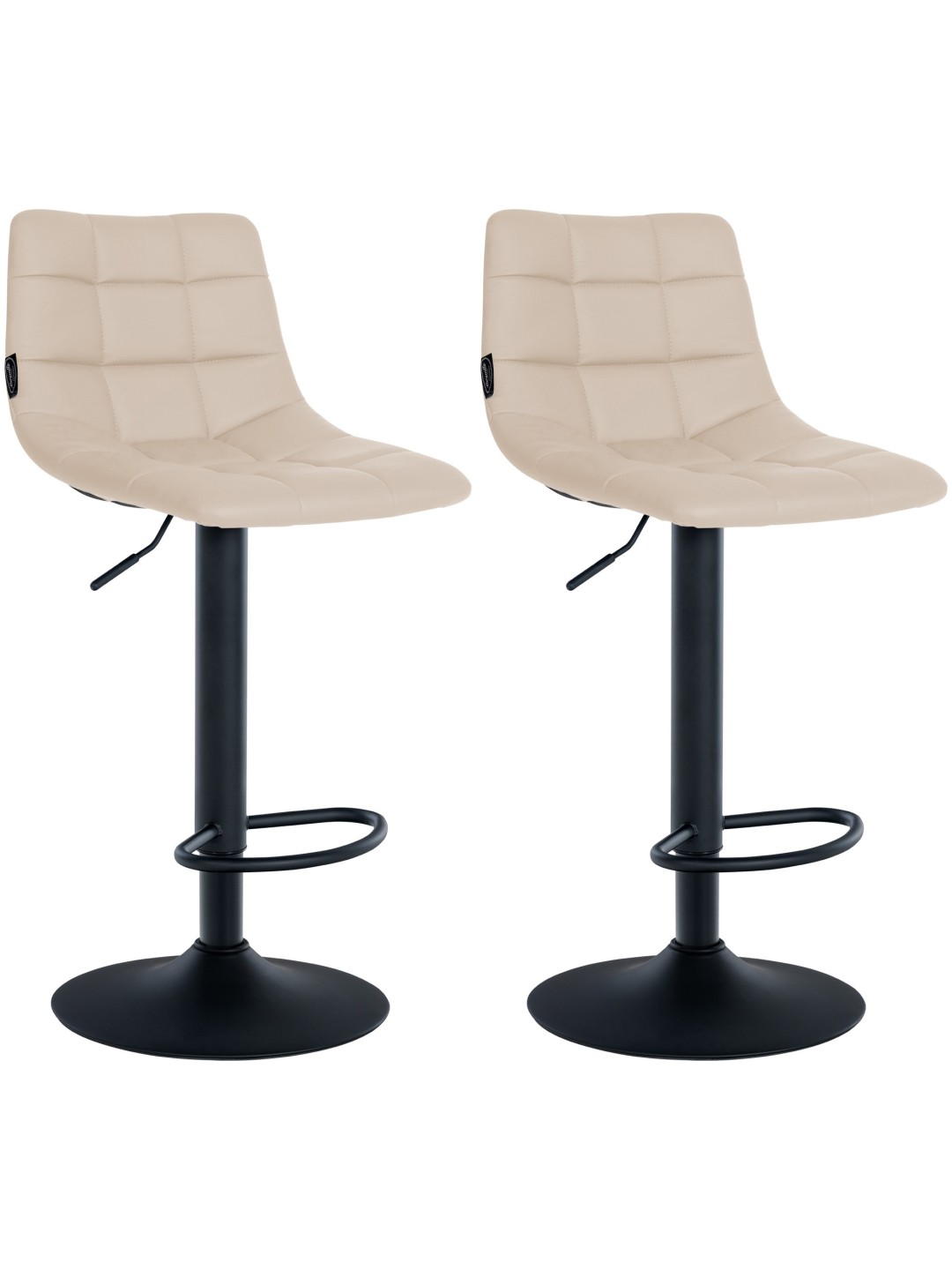 Lot de 2 tabourets de bar Jerry simili cuir, crème