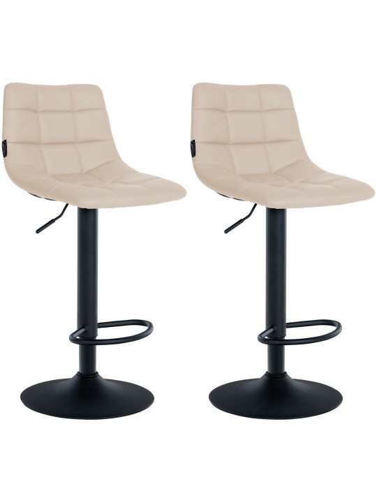 Lot de 2 tabourets de bar Jerry simili cuir, crème