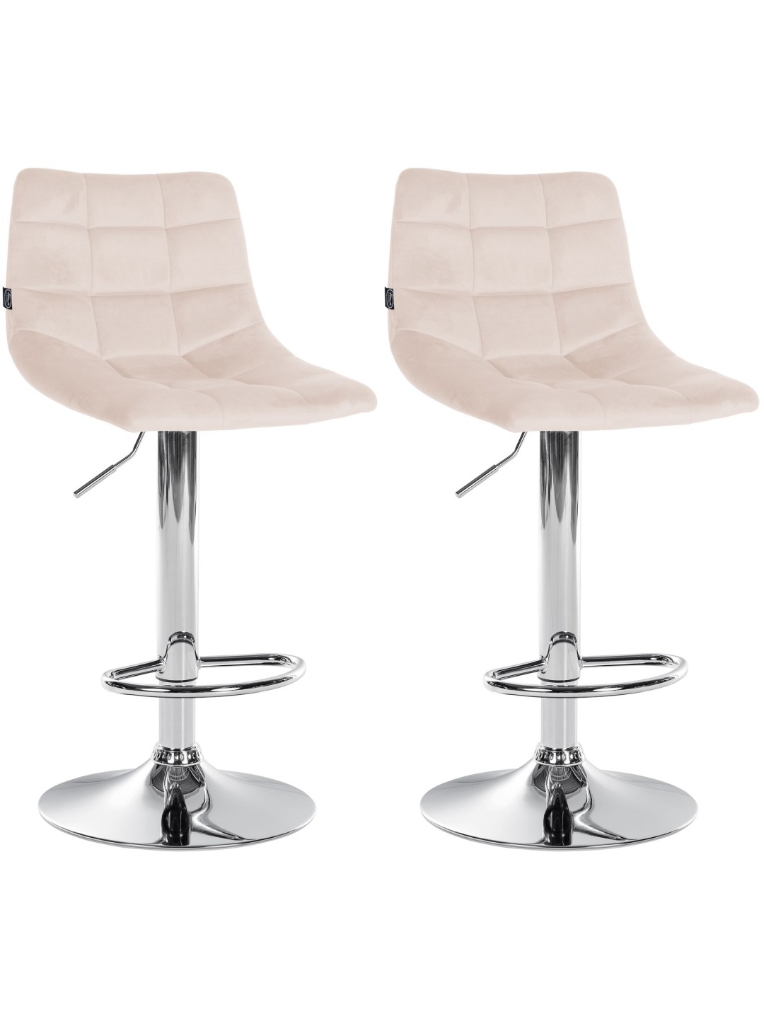 Lot de 2 tabourets de bar Jerry velours chrome, beige