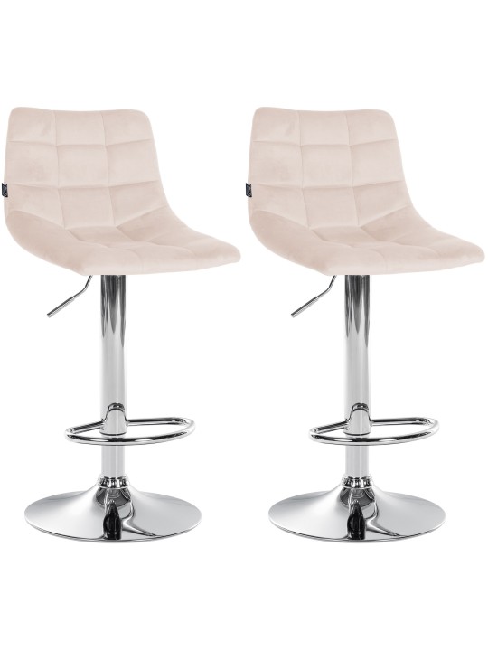 Lot de 2 tabourets de bar Jerry velours chrome, beige