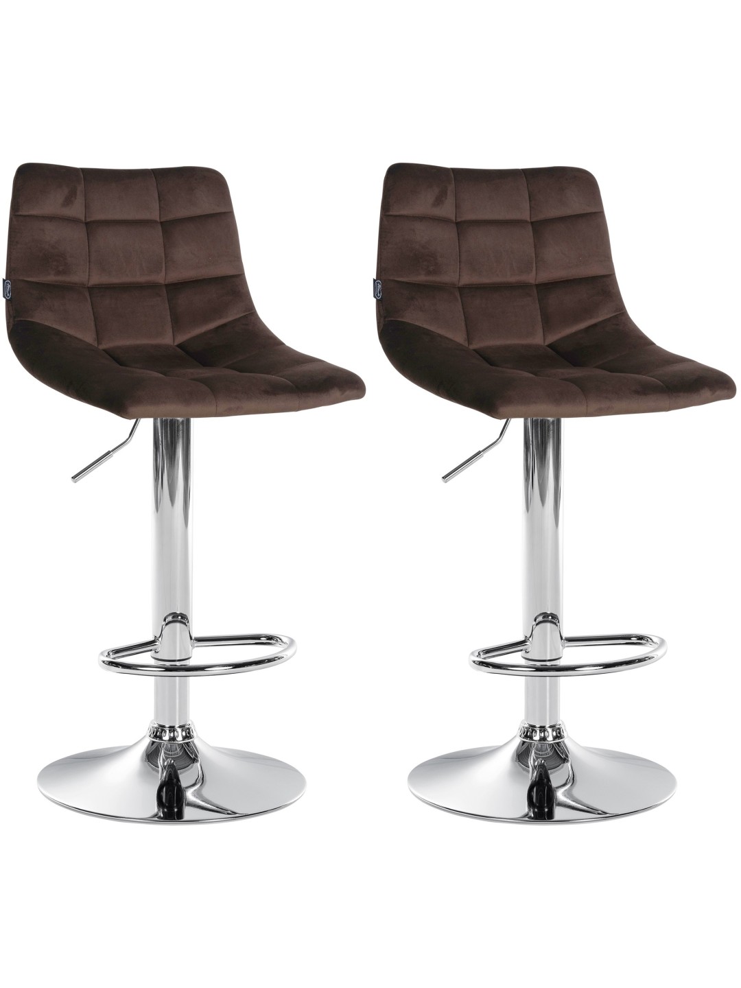 Lot de 2 tabourets de bar Jerry velours chrome, brun