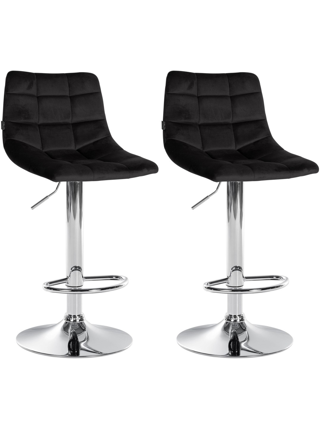 Lot de 2 tabourets de bar Jerry velours chrome, noir
