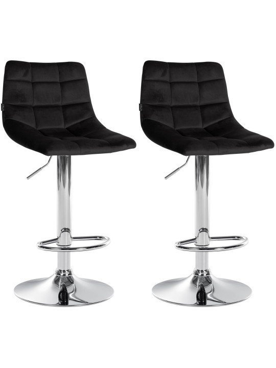 Lot de 2 tabourets de bar Jerry velours chrome, noir