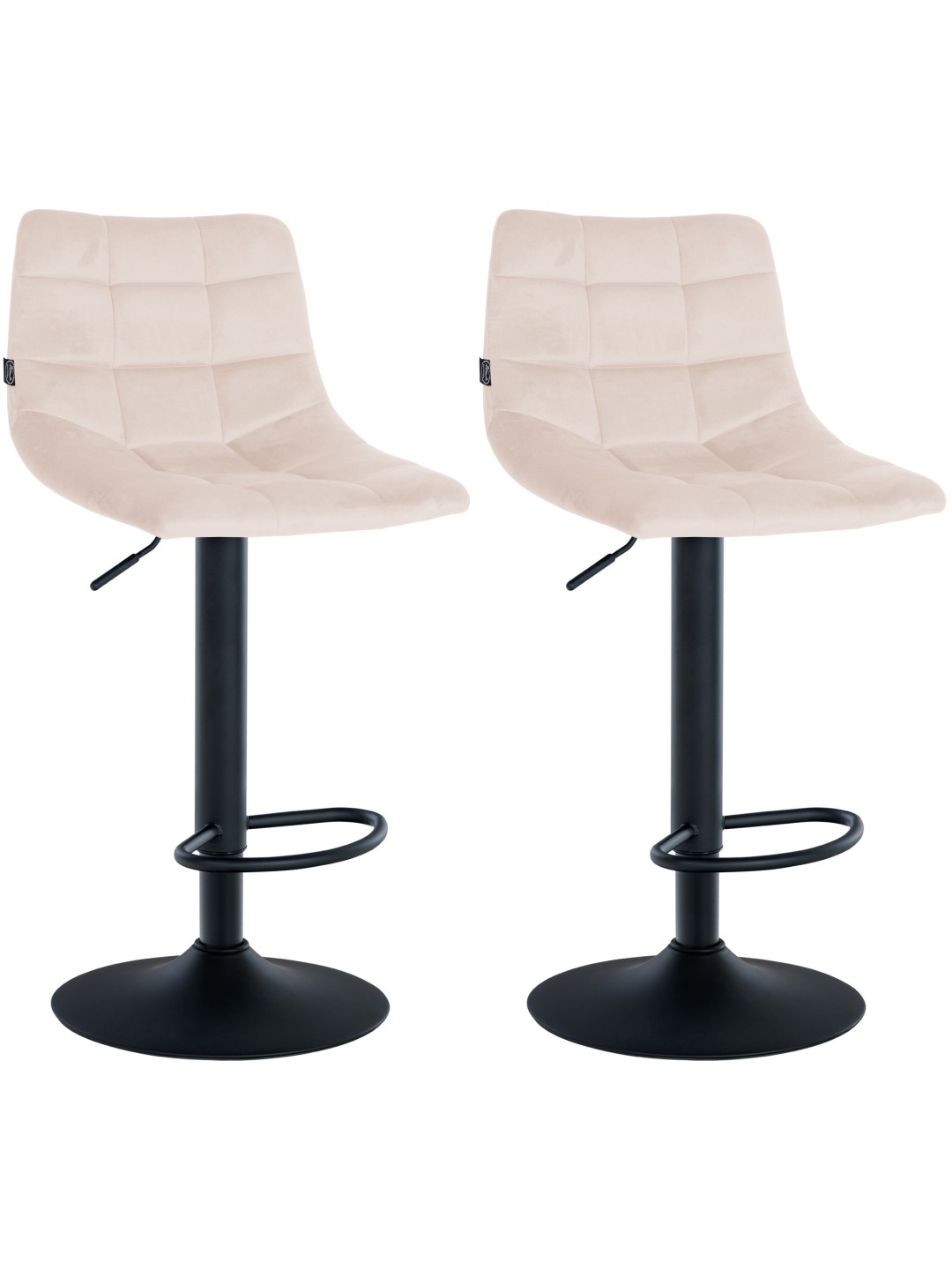 Lot de 2 tabourets de bar Jerry velours, beige