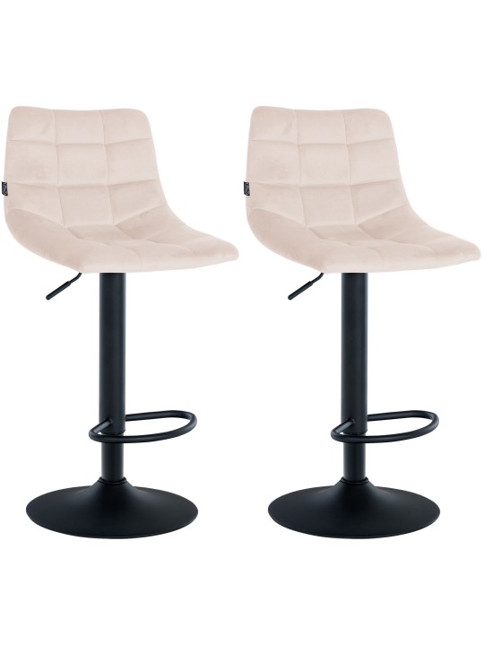 Lot de 2 tabourets de bar Jerry velours, beige Lot de 2 tabourets de bar Jerry velours, beige