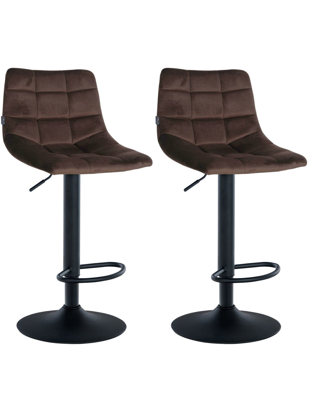 Lot de 2 tabourets de bar Jerry velours, brun
