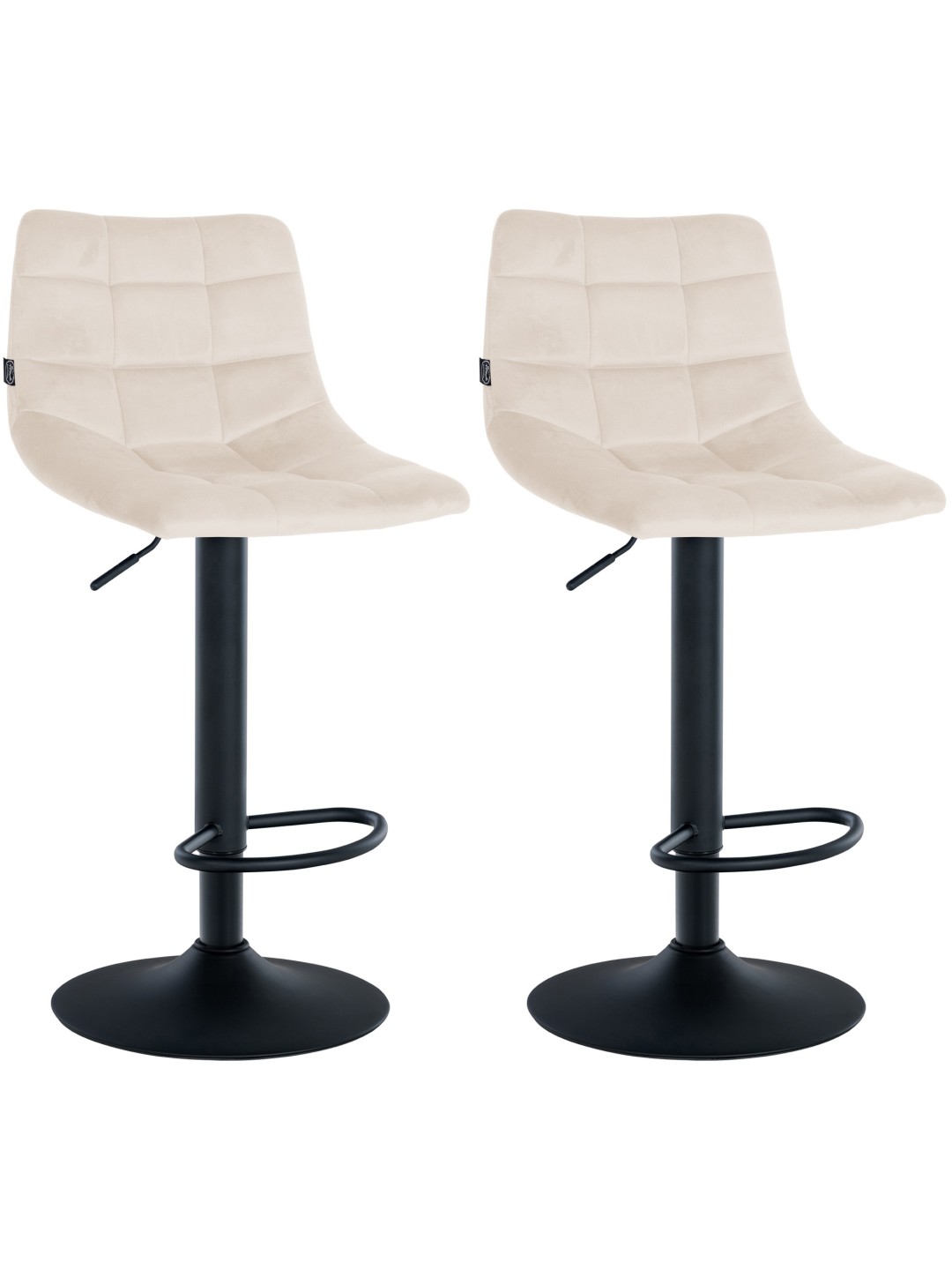 Lot de 2 tabourets de bar Jerry velours, crème