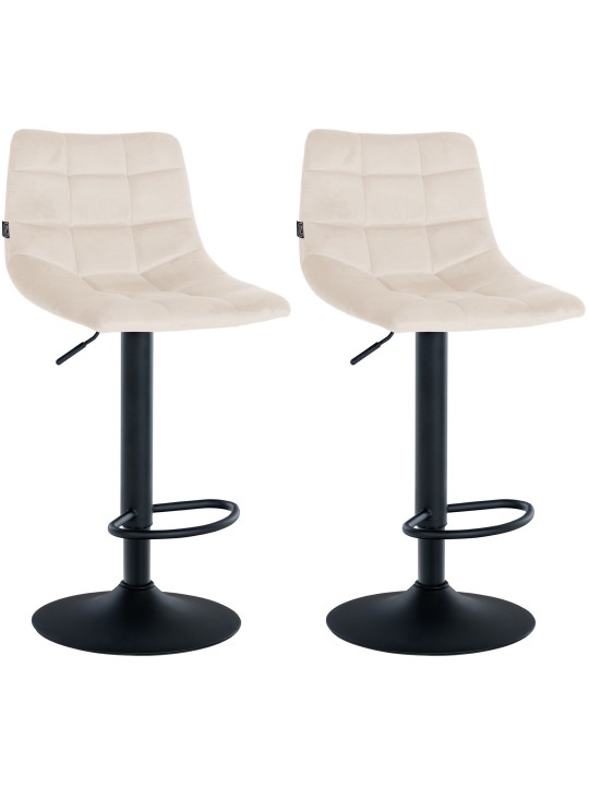 Lot de 2 tabourets de bar Jerry velours, crème Lot de 2 tabourets de bar Jerry velours, crème