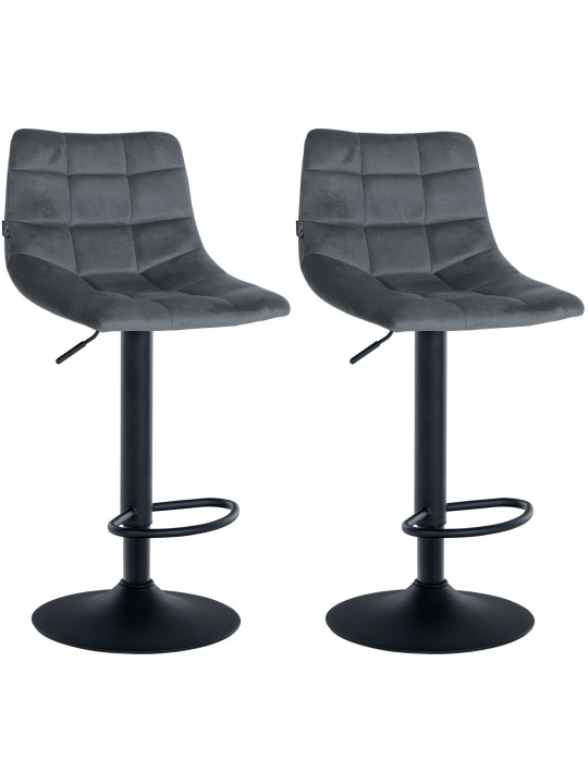 Lot de 2 tabourets de bar Jerry velours, gris foncé Lot de 2 tabourets de bar Jerry velours, gris foncé