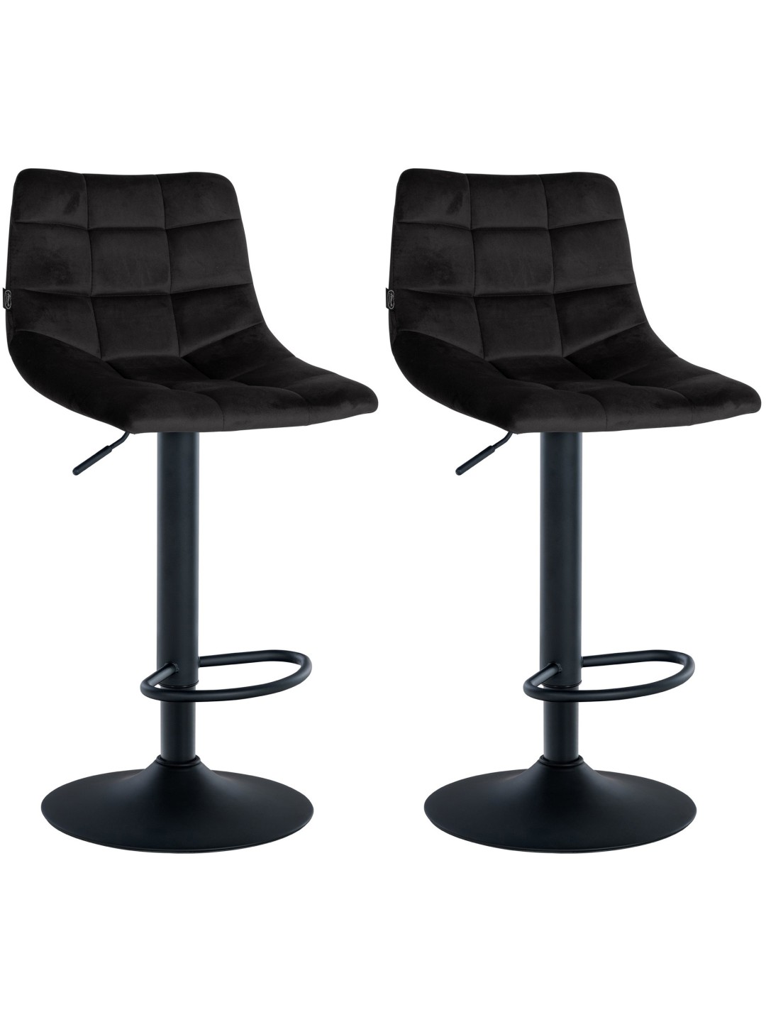 Lot de 2 tabourets de bar Jerry velours, noir