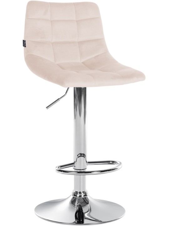 Lot de 2 tabourets de bar Jerry velours chrome, beige