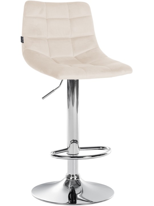 Lot de 2 tabourets de bar Jerry velours chrome, crème